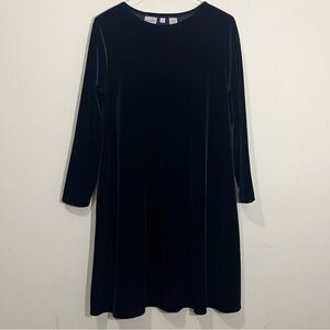 Vtg 90s Jacqueline Ferrar Dark Blue Velvet Mini Knee Length Dress Whimsigoth 12